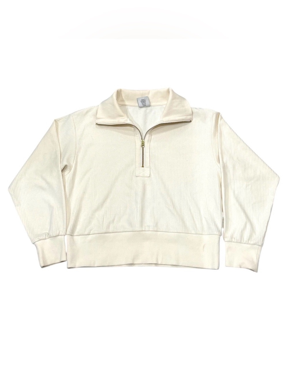 Varley Vine ribbed Oversized Half Zip Pullover Cream Long Sleeve Sweater Size M